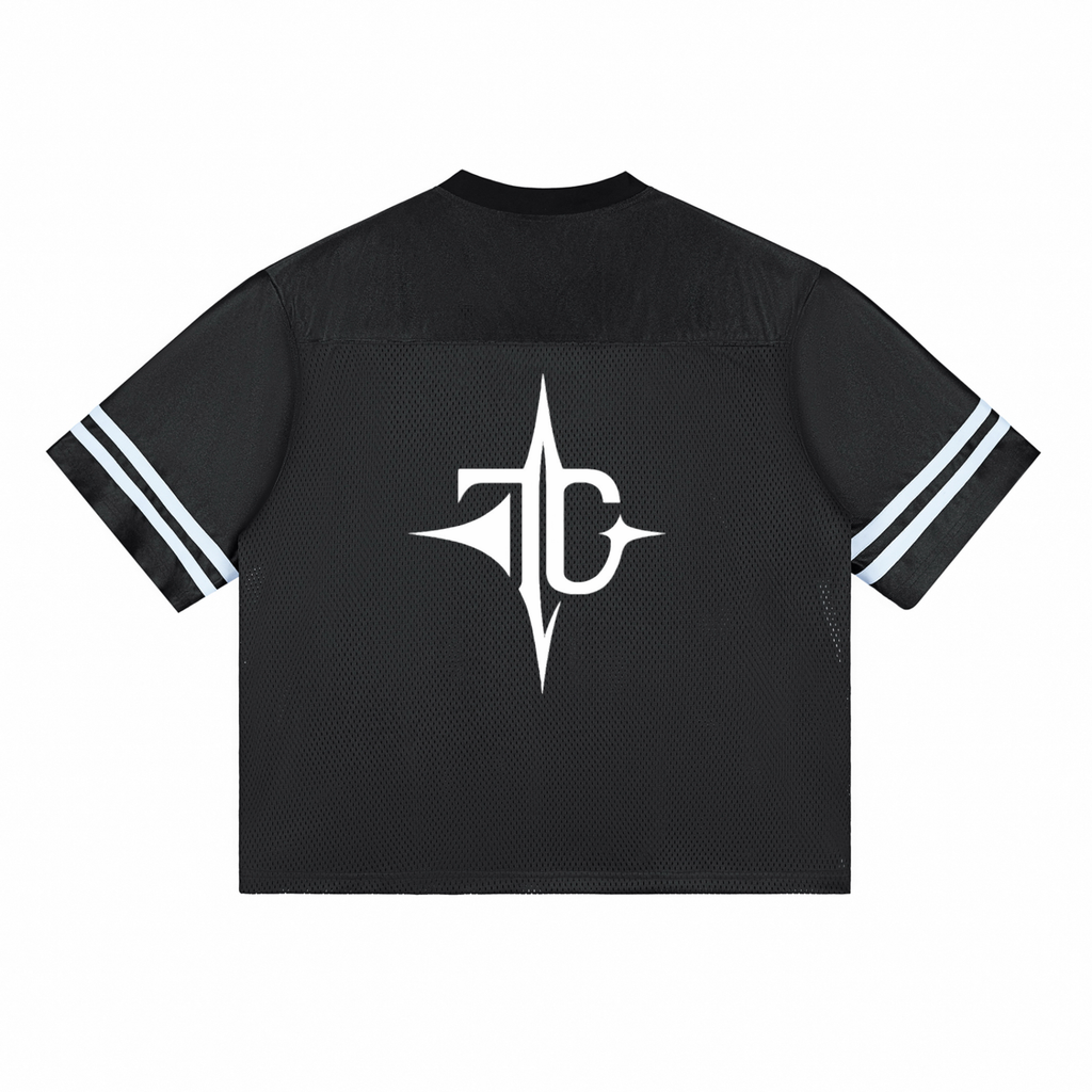 Taped Mesh T-Shirt back view — TRILLY CLUB streetwear