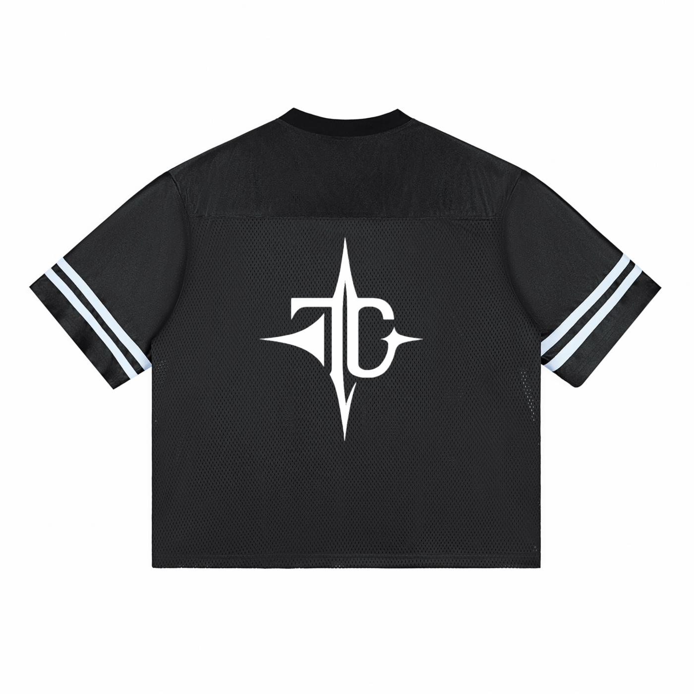 Taped Mesh T-Shirt back view — TRILLY CLUB streetwear