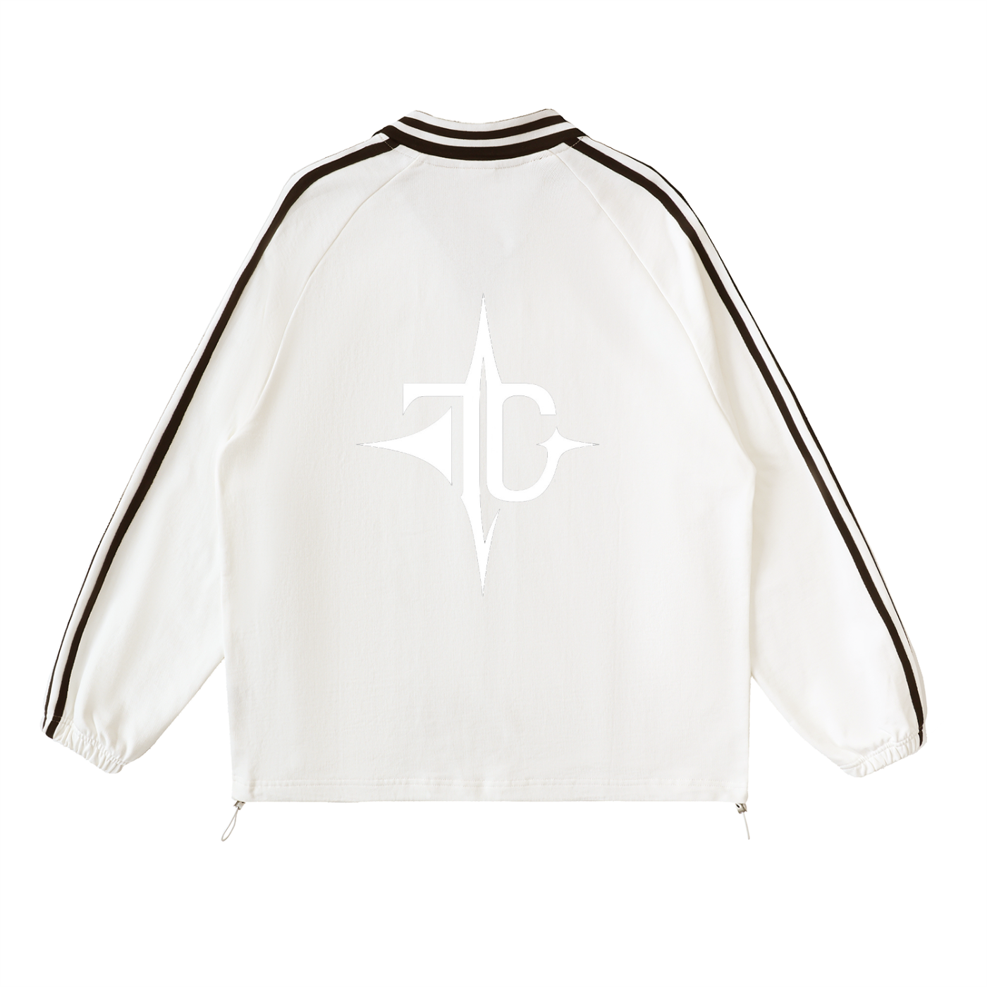 Contrast striped sweatshirt side profile view