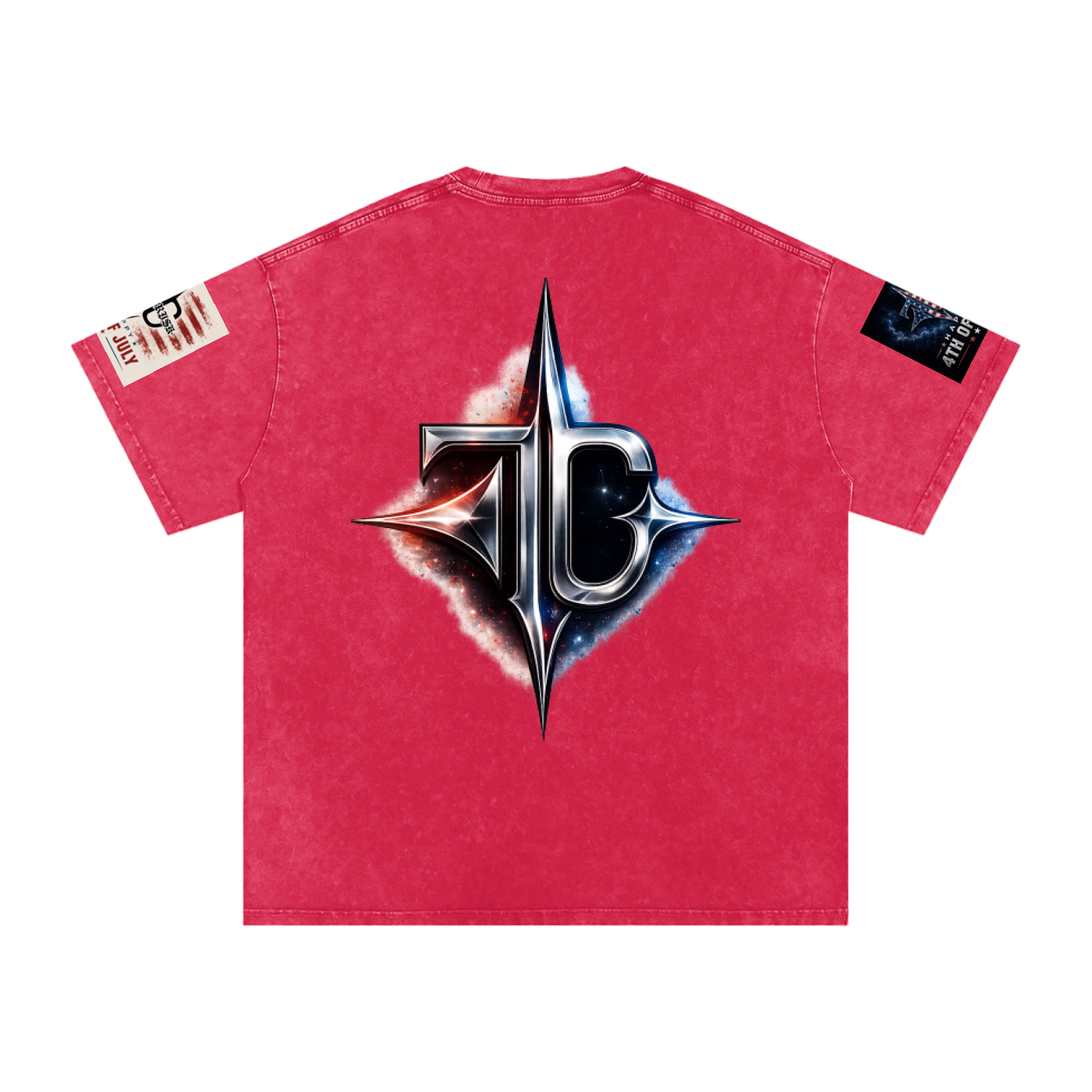 TRILLY CLUB 4th of July Harbor Lights fireworks snow-wash oversized graphic tee — model wear