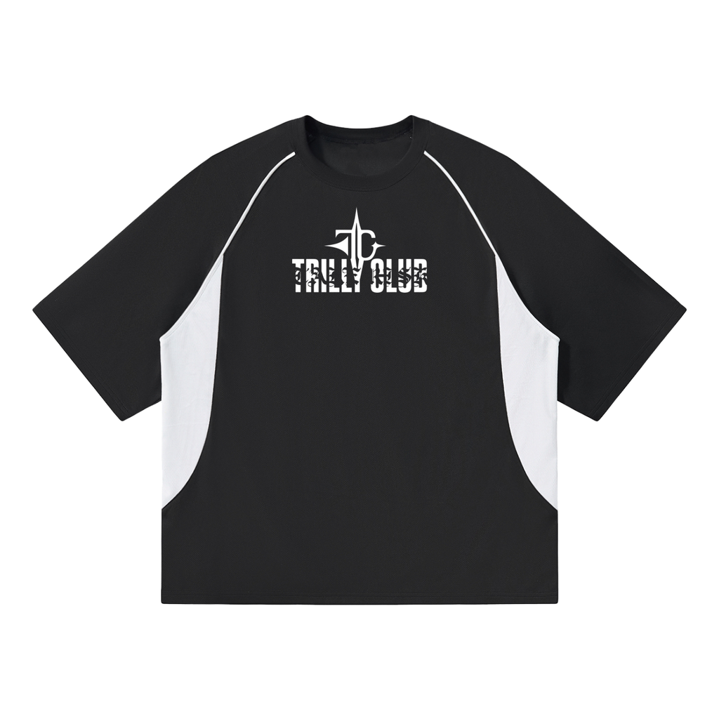 Contrast Piping Panel Raglan T-Shirt front view — TRILLY CLUB streetwear