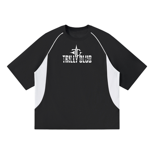 Contrast Piping Panel Raglan T-Shirt front view — TRILLY CLUB streetwear