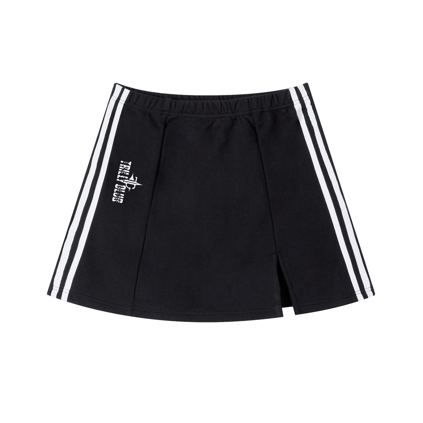 Contrast Side Stripe Slit Skirt front view — TRILLY CLUB streetwear