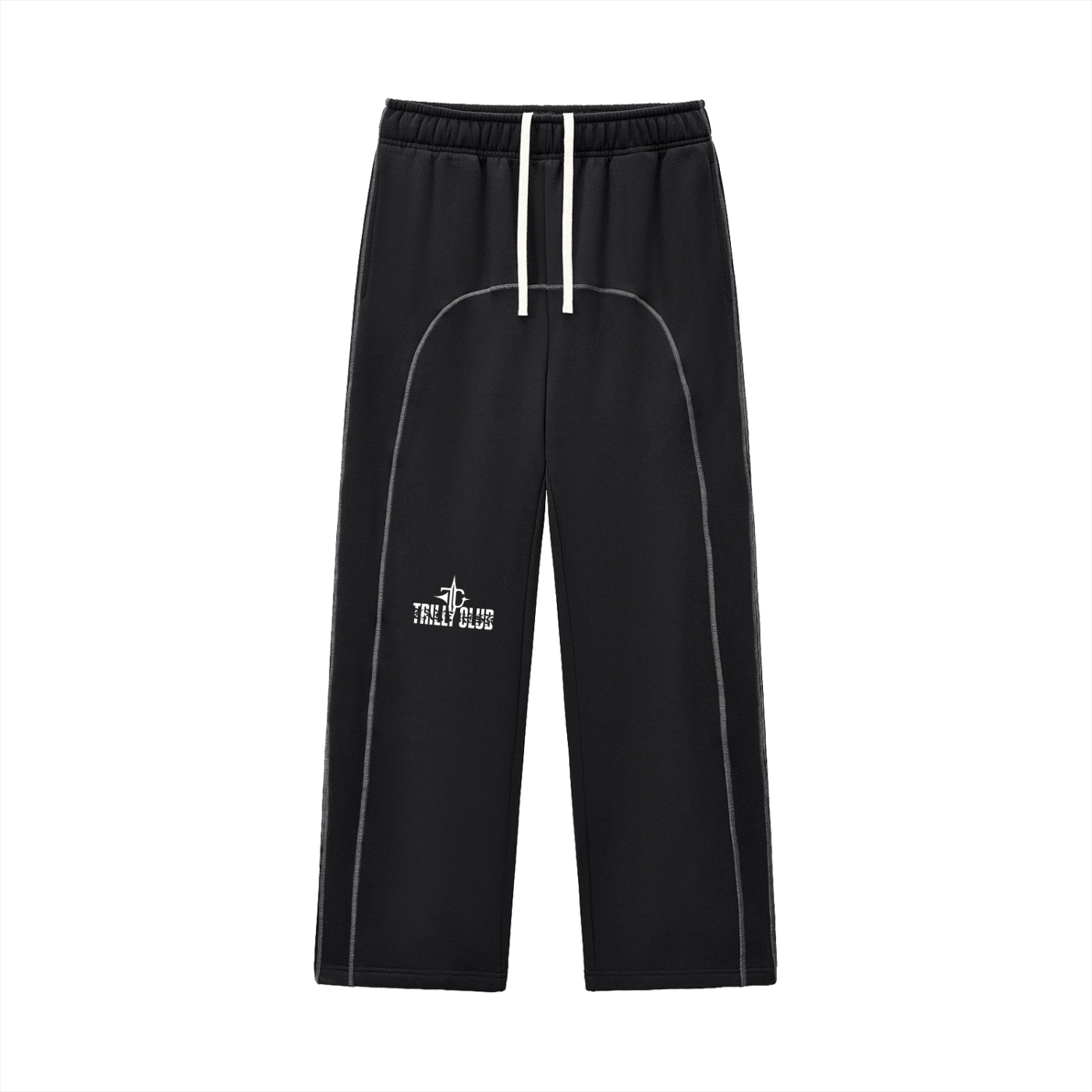 Contrast-Stitched Fleece Sweatpants front view - TRILLY CLUB joggers