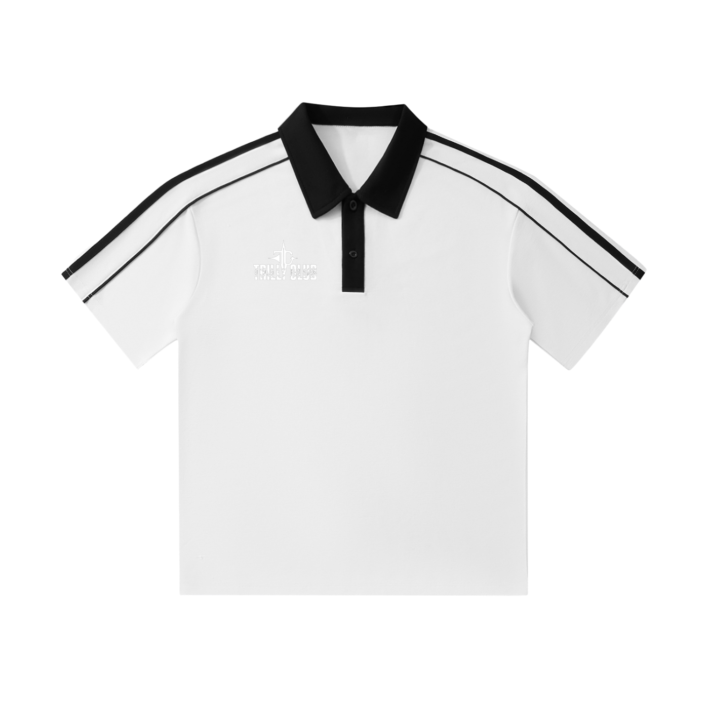 Contrast collar polo close-up neck detail