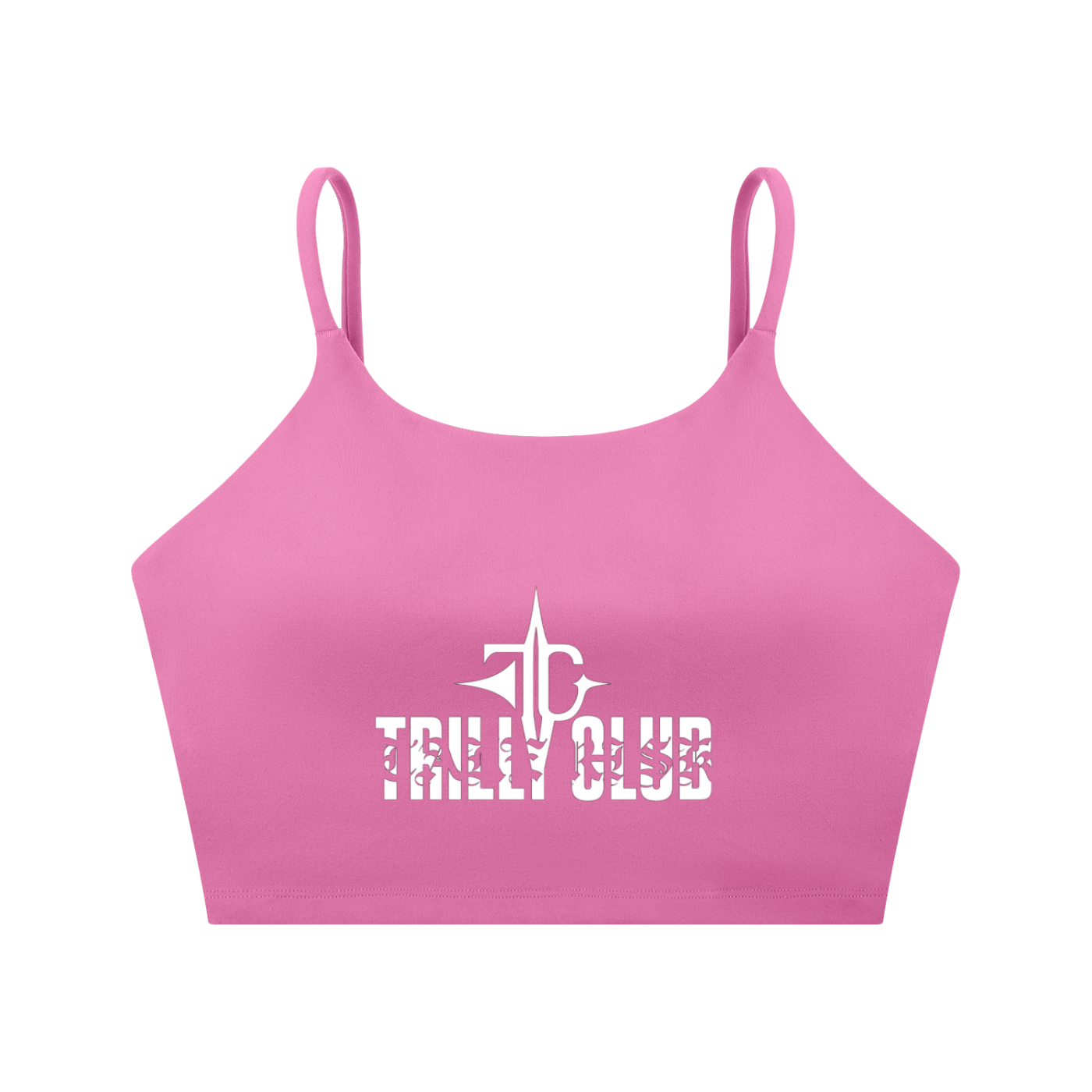 Spaghetti Strap Yoga Sports Bra detail view — TRILLY CLUB streetwear