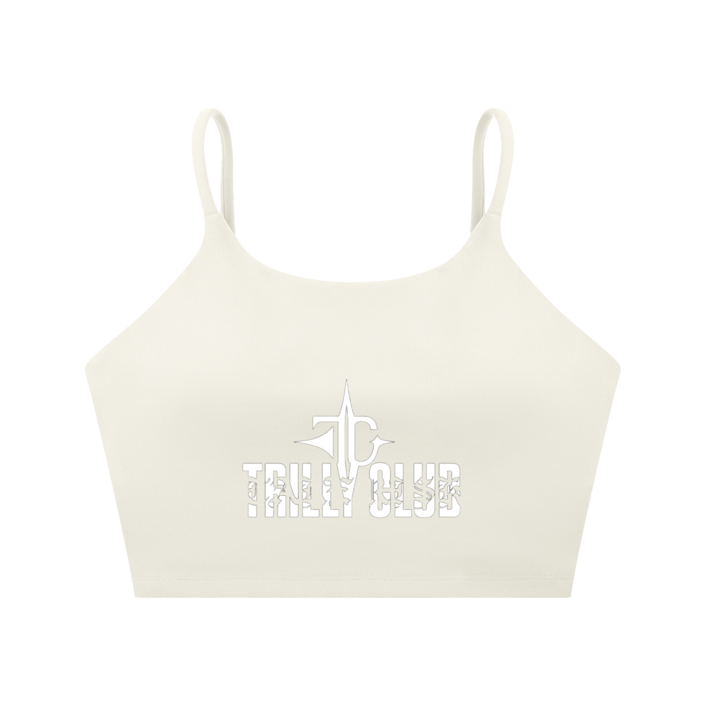 Spaghetti Strap Yoga Sports Bra front view — TRILLY CLUB streetwear
