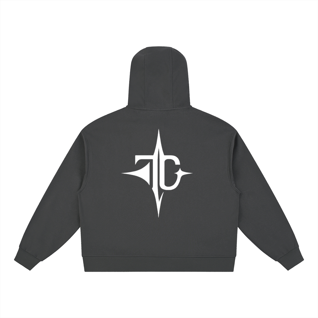 Boxy Button Placket Hoodie