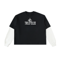 Layered Contrast Sleeve Cotton T-Shirt front view — TRILLY CLUB streetwear