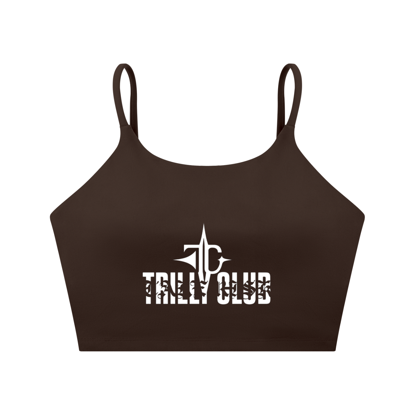 Spaghetti Strap Yoga Sports Bra detail view — TRILLY CLUB streetwear