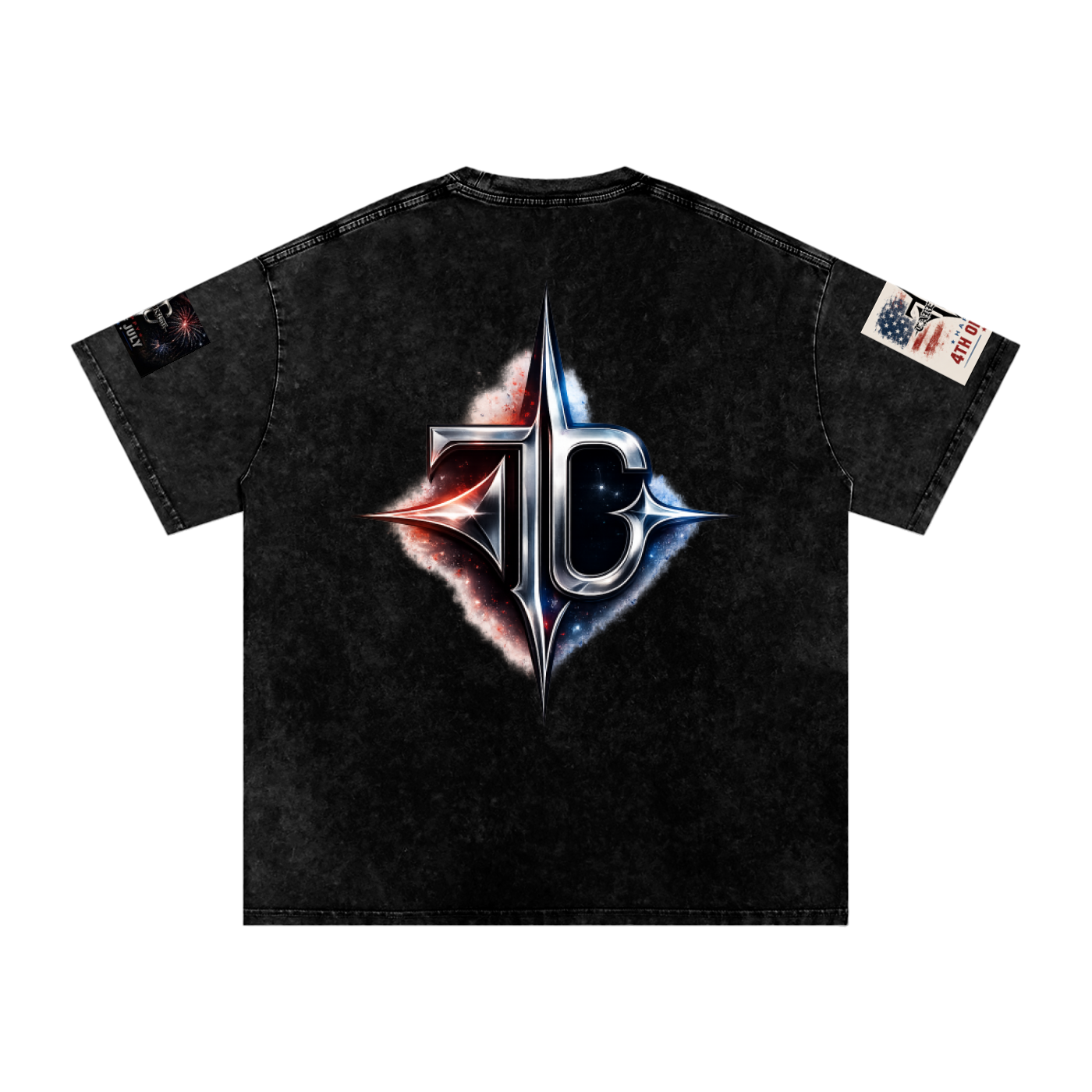 TRILLY CLUB 4th of July Sunset Strip fireworks snow-wash oversized graphic tee — back view