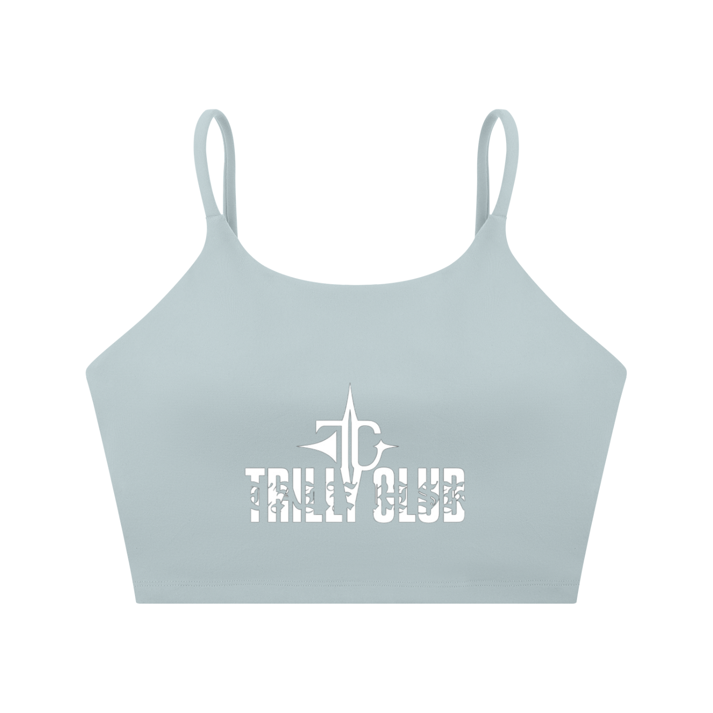 Spaghetti Strap Yoga Sports Bra detail view — TRILLY CLUB streetwear
