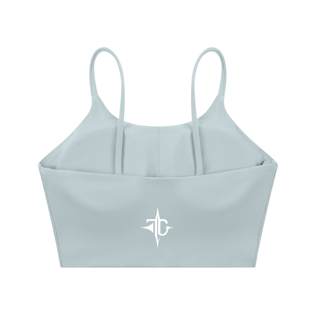 Spaghetti Strap Yoga Sports Bra fit view — TRILLY CLUB streetwear