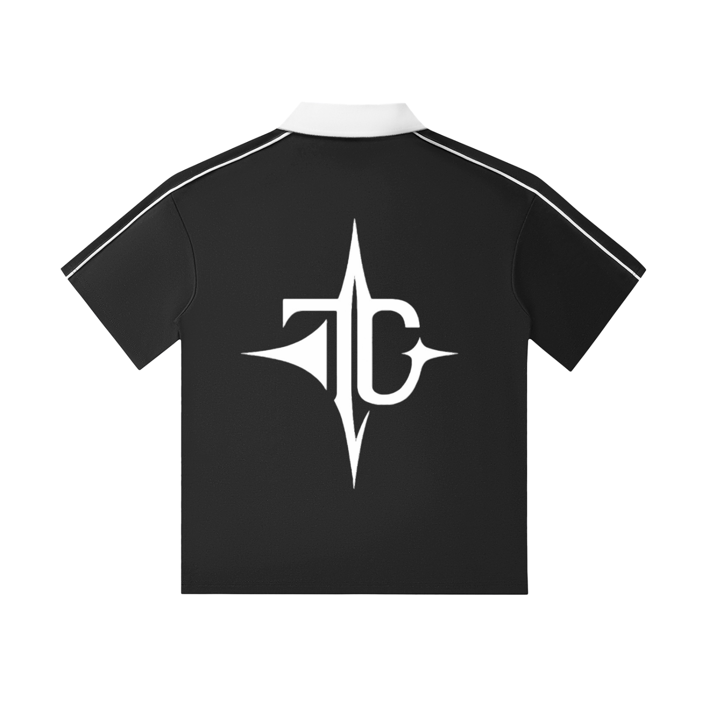 Polo shirt back view - color block design