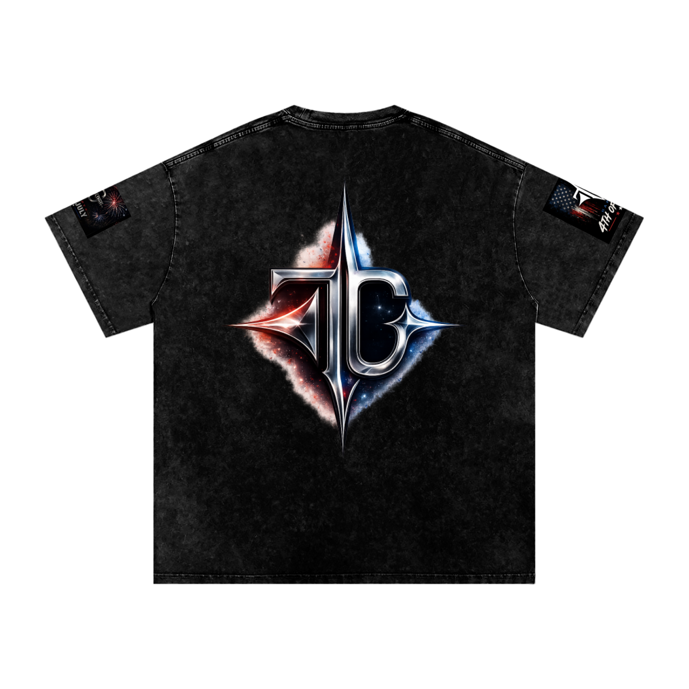TRILLY CLUB 4th of July Desert Run fireworks snow-wash oversized graphic tee — back view