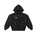 Contrast-Stitched Boxy Fleece Zip Hoodie