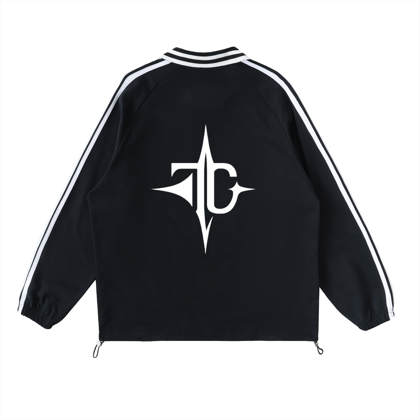 Contrast Striped Lapel Collar Sweatshirt