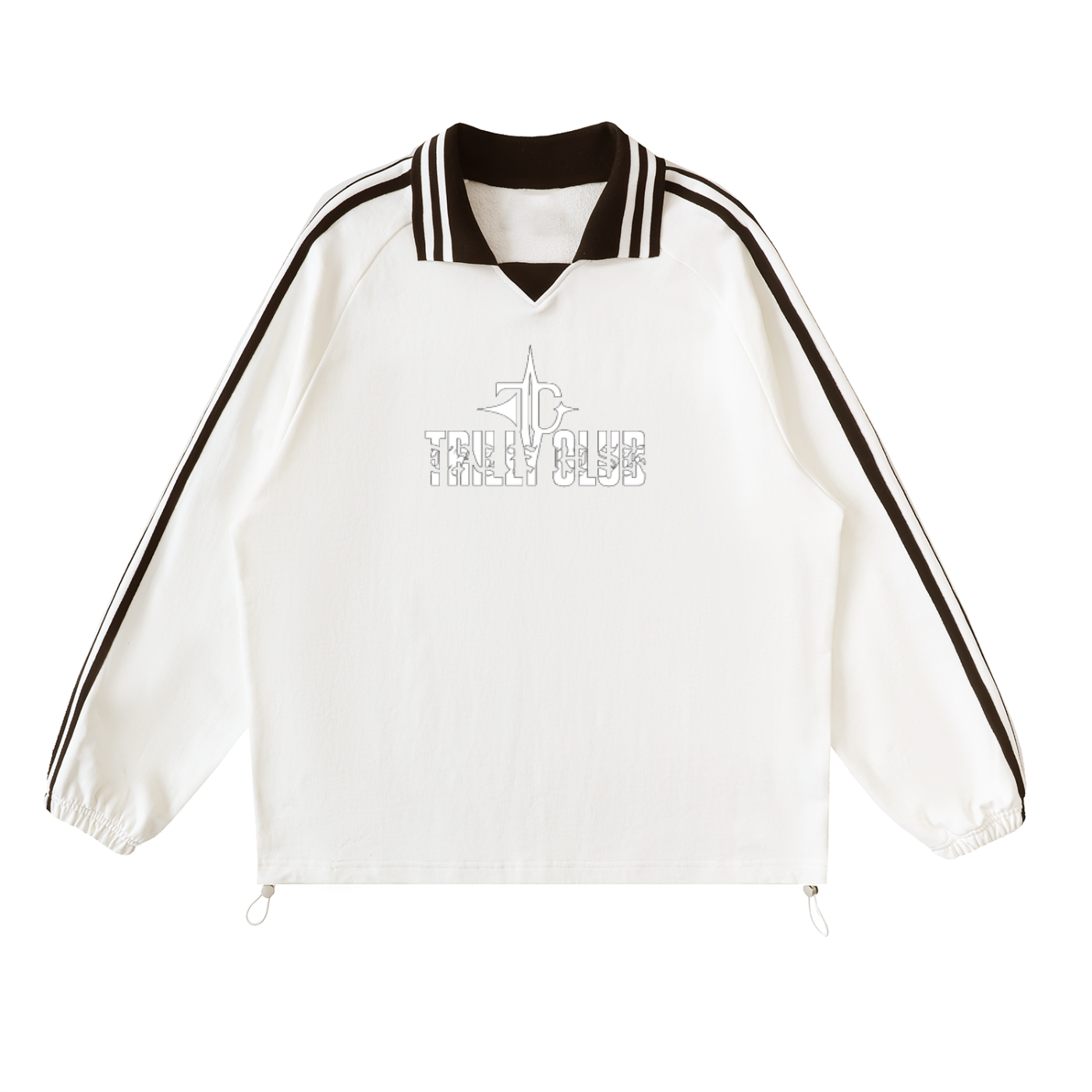 Lapel collar sweatshirt close-up stitching detail