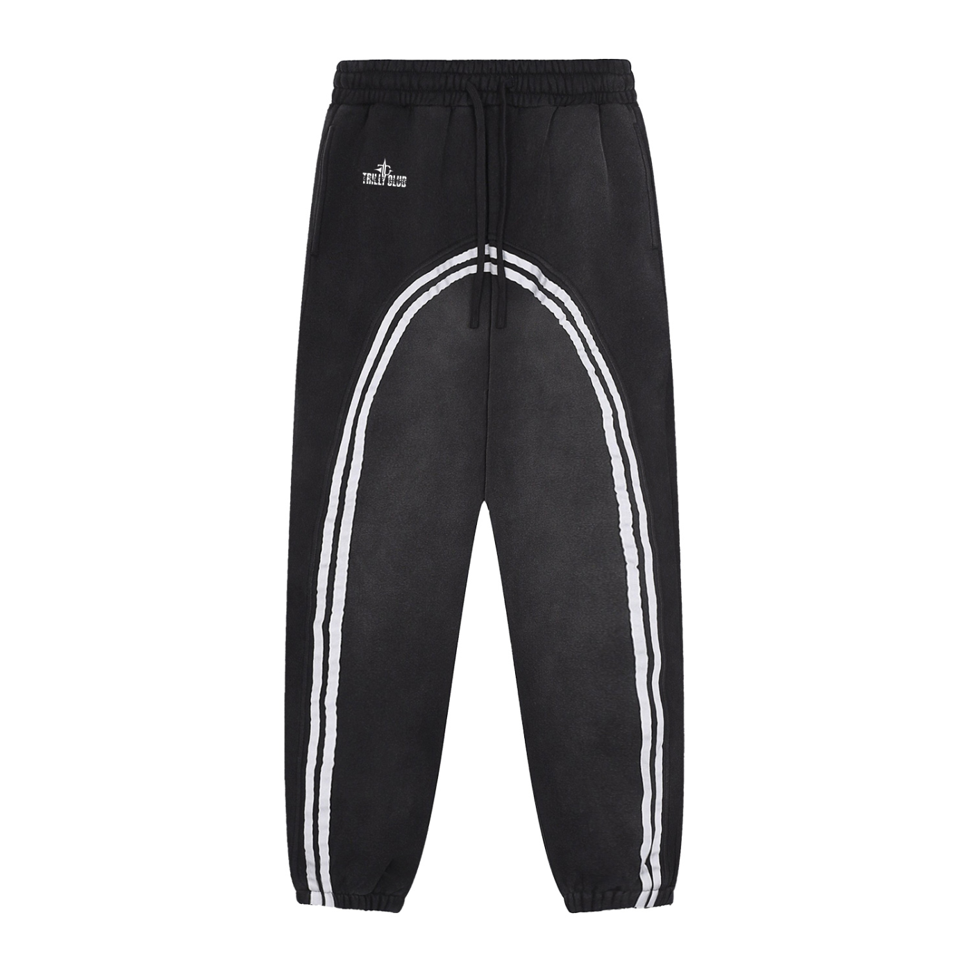 Sun Fade Contrast Tape Fleece Joggers front view - TRILLY CLUB