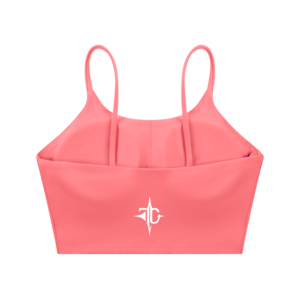 Spaghetti Strap Yoga Sports Bra lifestyle view — TRILLY CLUB streetwear