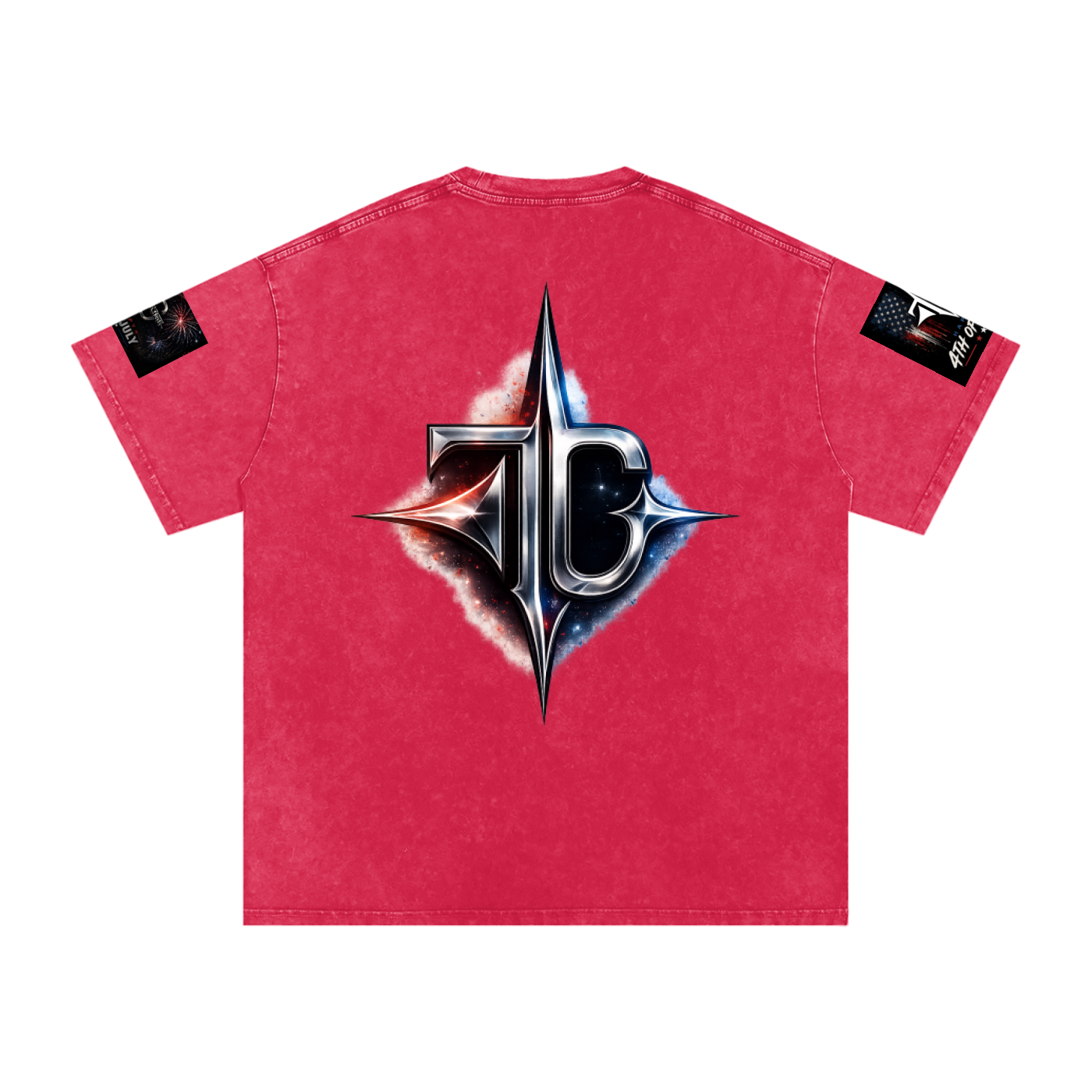 TRILLY CLUB 4th of July Desert Run fireworks snow-wash oversized graphic tee — model wear