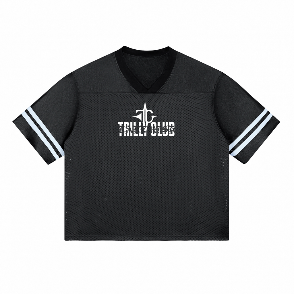Taped Mesh T-Shirt front view — TRILLY CLUB streetwear