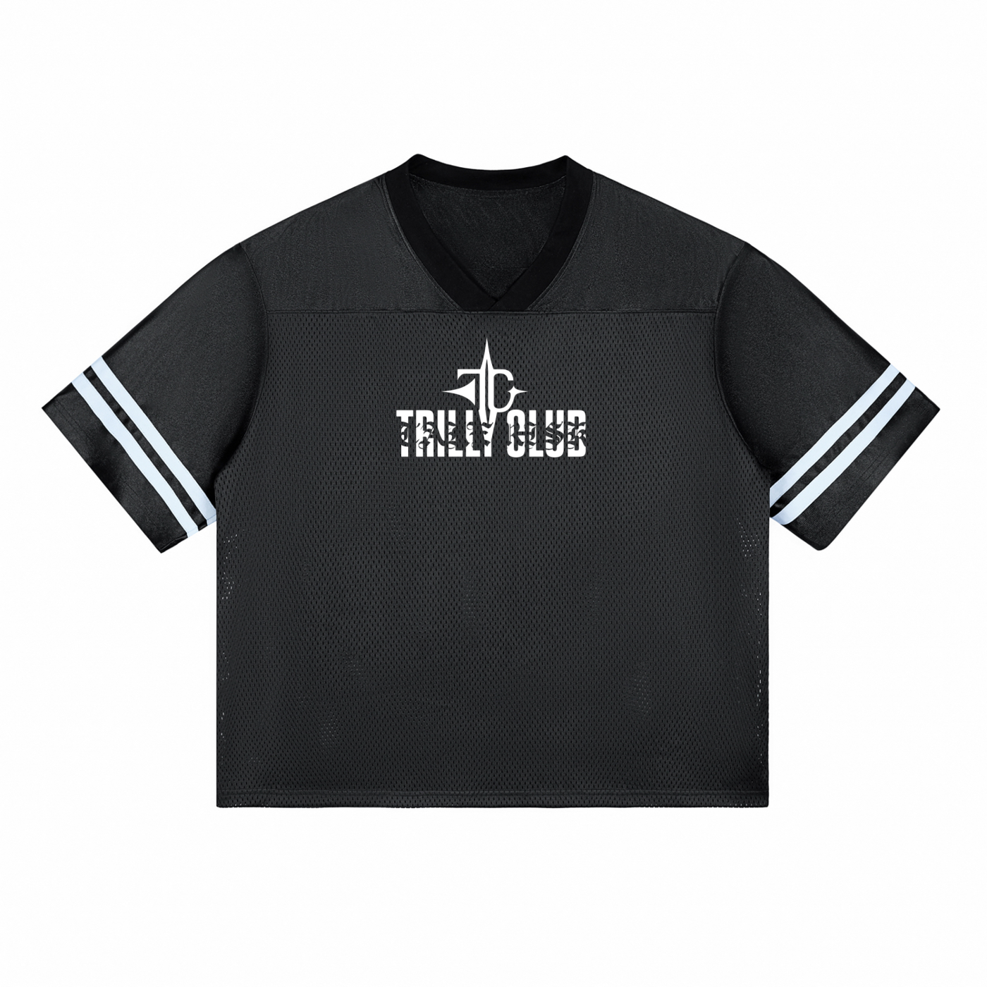 Taped Mesh T-Shirt front view — TRILLY CLUB streetwear