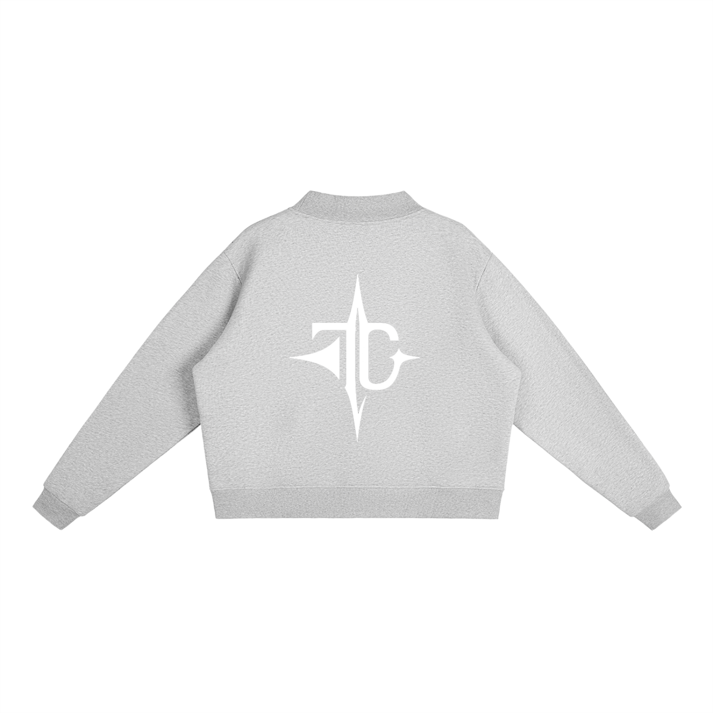 Essential Fleece Mock-Neck Crew Sweatshirt lifestyle view — TRILLY CLUB streetwear